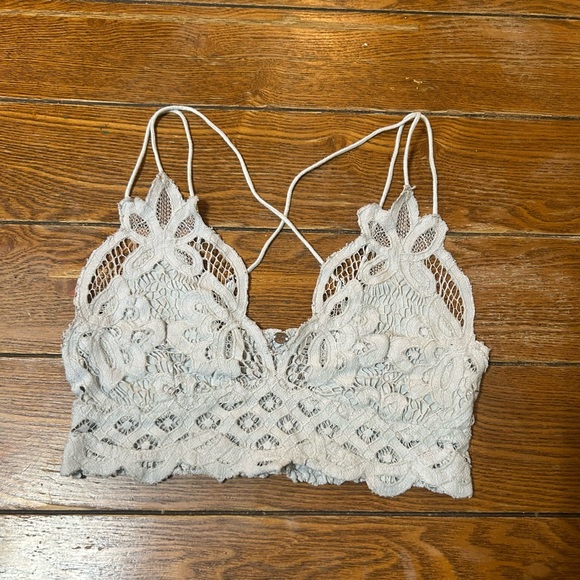 Free People Other - Free People Women's Adella Light Gray Lace Bralette Size S Solid